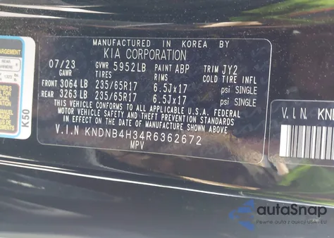 2024 Kia Carnival Mpv Lx Seat Package from USA, damaged, VIN KNDNB4H34R6362672